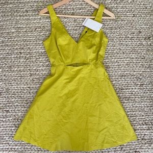 Zara Mustard Green Cutout Dress